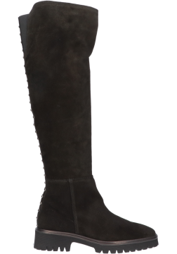 Zwart suède Pedro Miralles 25110 Negro dames laars met ritssluiting en studs.