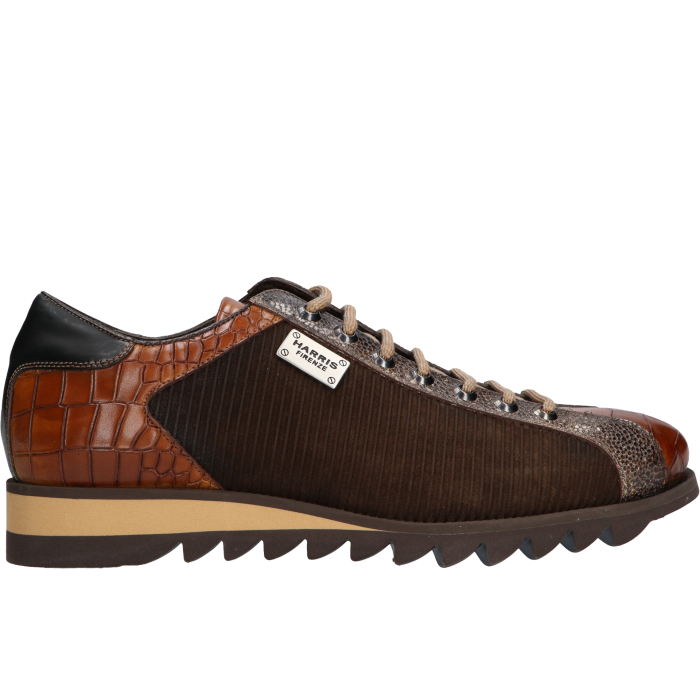 Bruine combi Harris 2817 Nuss heren sneaker met print.