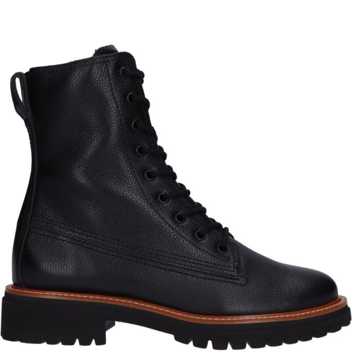 Zwart leren Paul Green 8271 038 dames veterboots.