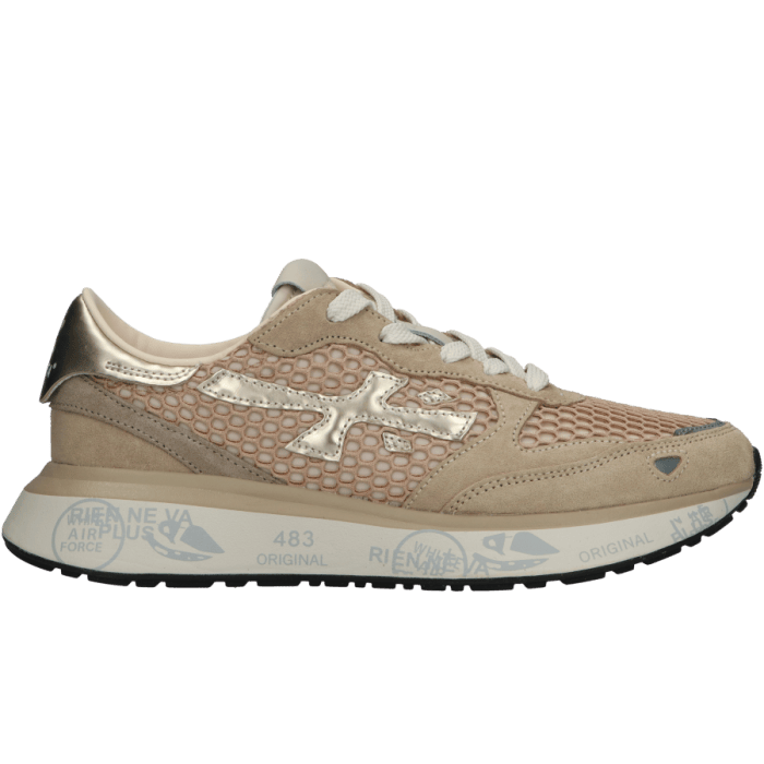 Beige combi Premiata Lauryn 7486 dames sneaker.